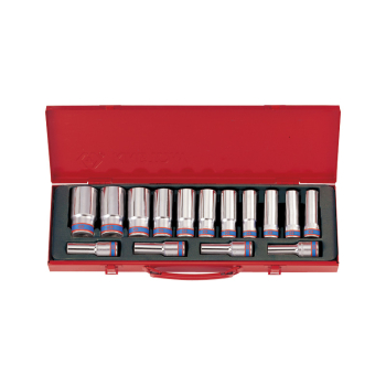 KOMPLET NASADEK 1/2 DŁUGIE DWUNSTOKĄTNE 15 SZTUK