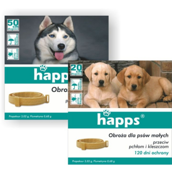 OBROŻA DLA MAŁYCH PSÓW HAPPS, DO ZWALCZANIA PASOŻYTÓW