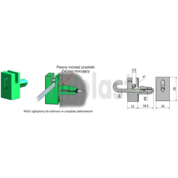 PRZELOTKA DRUTU MOCOWANA NA BOLEC PD/B ZIELONA