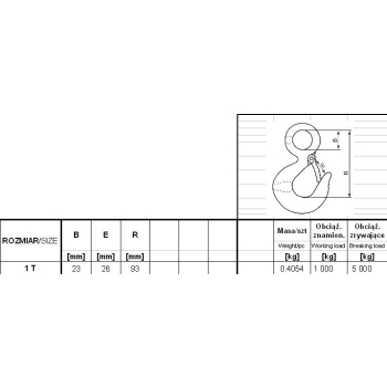 HAK Z UCHEM I ZABEZPIECZENIEM 1000KG GM-HUZ