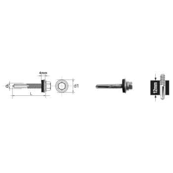 WKRĘT SAMOWIERTNY Z ŁBEM 6-KĄTNYM HWH 5.5*32MM Z EPDM 16MM