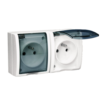 AQUARIUS GNIAZDO HERM. 2-KROTNE Z/U IP54 Z KL.DYMNĄ BIAŁE