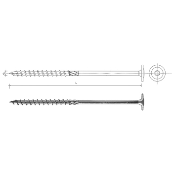 WKRĘT DO DREWNA Z KOŁNIERZEM NA TORX OCYNKOWANY 10*280MM T40