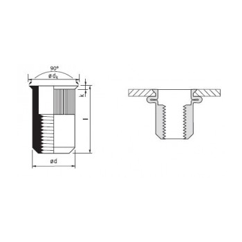 NITONAKRĘTKA Z KOŁNIERZEM STOŻKOWYM ZREDUKOW. AN320 M10*35