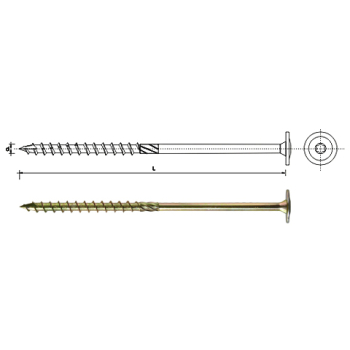 WKRĘT DO DREWNA Z KOŁNIERZEM NA TORX OCYNKOWANY 6*260MM T30