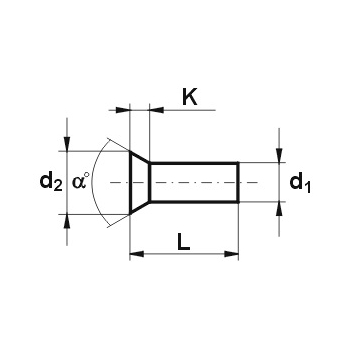 NIT ALUMINIOWY PEŁNY Z ŁBEM STOŻKOWYM PŁASKIM 4.0*10 MM