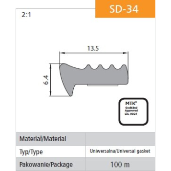 USZCZELKA SAMOPRZYLEPNA CZARNA SD-34/4-0 13.5*6.4MM