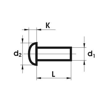 NIT ALUMINIOWY PEŁNY Z ŁBEM KULISTYM 4.0*8 MM