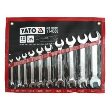 KLUCZE PŁASKIE Z POLEROWANĄ GŁÓWKĄ 10-CZĘŚCI 6-27MM