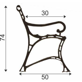 NOGA ALUMINIOWA DO ŁAWKI KRÓLEWSKA Z PODŁOKIETNIKIEM KPL2SZT