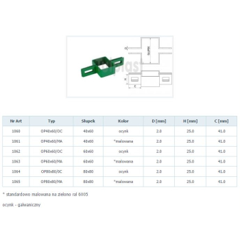 OBEJMA POŚREDNIA OP 60*60MM OCYNK 1062
