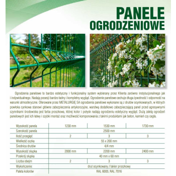PANEL OGRODZENIOWY 2500*1530MM 3W/H*4MM ZIELONY 6005