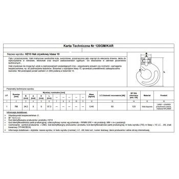 HAK ZRYWKOWY 7/8MM HZ10 LC60KN TITANOBOA KL.10