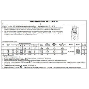 HAK SKRACAJĄCY SWORZNIOWY Z ZABEZPIECZENIEM 10MM G8 WLL3.15T