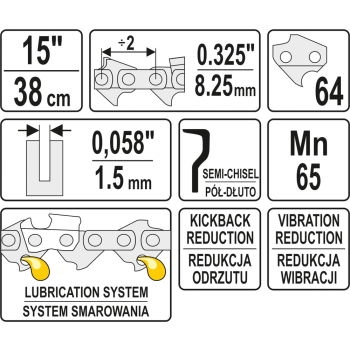 ŁAŃCUCH TNĄCY DO PILARKI 15'' .325 1.5MM 64Z