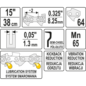 ŁAŃCUCH TNĄCY DO PILARKI 15'' .325 1.3MM 64Z