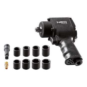 KLUCZ UDAROWY PNEUMATYCZNY 1/2' 675N ZESTAW Z NASADKAMI