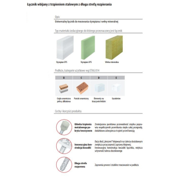 KOŁEK DO IZOLACJI TRZPIEŃ STALOWY LFM 10*180MM