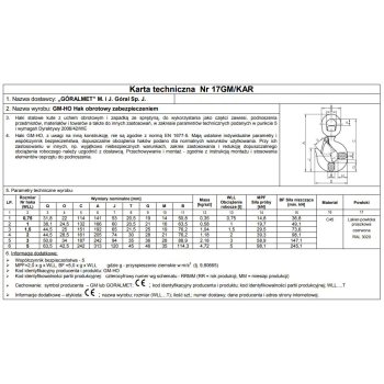 HAK Z ZABEZPIECZENIEM OBROTOWY 5000KG GM-HO