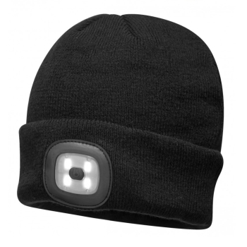 CZAPKA B029 Z LAMPKĄ LED/USB CZARNA