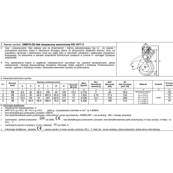 HAK BEZPIECZNY SWORZNIOWY 10MM WLL 3.15T