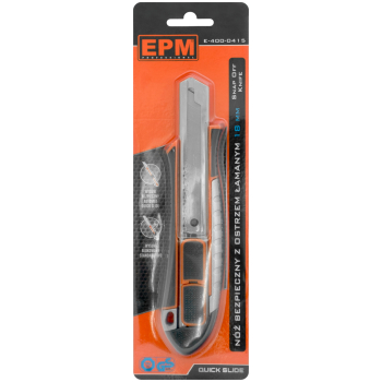 NÓŻ, NOŻYK Z OSTRZEM ŁAMANYM ALUMINIOWY BEZPIECZNY 18MM