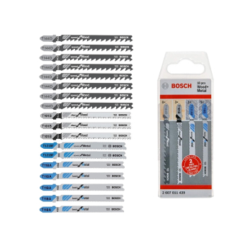 Zestaw brzeszczotów T EEU do wyrzynarek do drewna i metalu 18szt. Bosch 2607011439