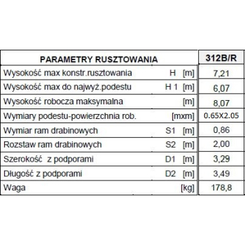 RUSZTOWANIE, TYP RA-1120 MODEL 312B/R