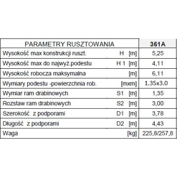 RUSZTOWANIE, TYP RA-1130S MODEL 361A