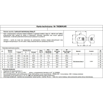 ŁAŃCUCH TECHNICZNY CZARNY 10MM G8 WLL 3.15T