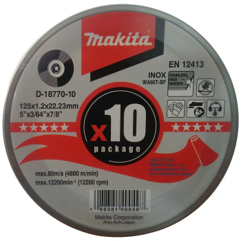 TARCZA TNĄCA INOX 125*1.2 WA60T PŁASKA  10 SZT