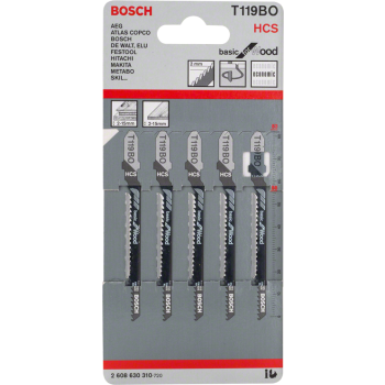 Brzeszczot do wyrzynarki do drewna T119BO 5szt. Bosch 2608630310
