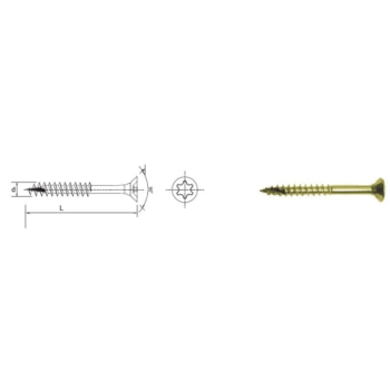 WKRĘT DO DREWNA OCYNK ŻÓŁTY NA TORX 6.0*180MM T30
