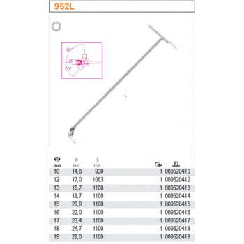KLUCZ NASADOWY DŁUGI SZEŚCIOKĄTNE TYPU T 13MM BETA 952L