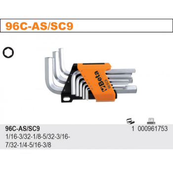 KOMPLET KLUCZY TRZPIENIOWO-KĄTOWYCH SZEŚCI. CAL. 9 SZTUK
