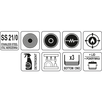 GARNEK NISKI Z POKRYWKĄ ZE STALI NIERDZEWNEJ 28X13 CM 8L.