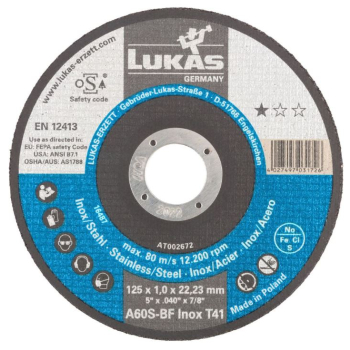 TARCZA PŁASKA T1A 115*1.0*22 A60S-BF INOX PREMIUMFLEX