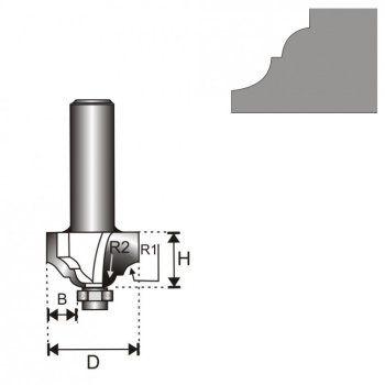 FREZ KLASYCZNY Z ŁOŻYSKIEM T8 D39.3 H15.9 R1/R24 46/6.35
