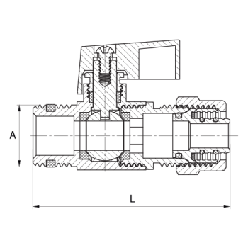 ZAWÓR KULOWY PEX MINI Z DŁAWICĄ 1/2*16 CIEPŁA WODA
