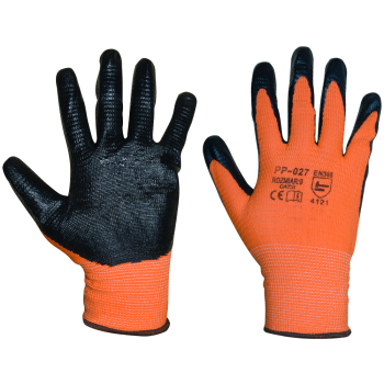 RĘKAWICE POLIESTROWE POWLEKANE NITRYLEM POMARAŃCZOWE 7