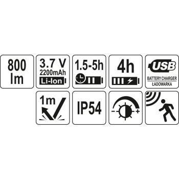 LATARKA CZOŁOWA 800LM AKUMULATOROWA, CZUJNIK RUCHU