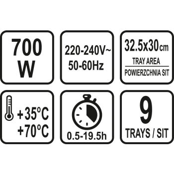 SUSZARKA SPOŻYWCZA, 9 SIT, 6000-700W.