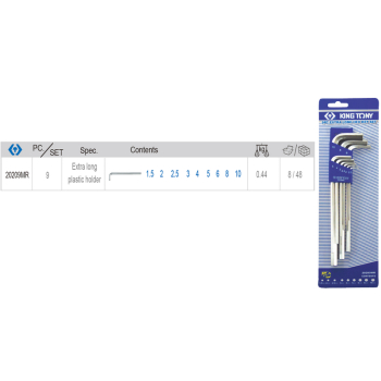 KOMPLET KLUCZY IMBUSOWYCH ''HEX'' TYP L 1.5-10MM EXTRA DŁUGI