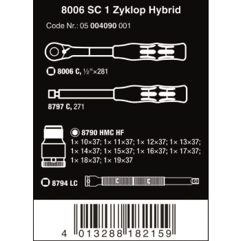 ZESTAW KLUCZY NASADOWYCH Z GRZECHOTKĄ ZYKLOP HYBRID 1/2''