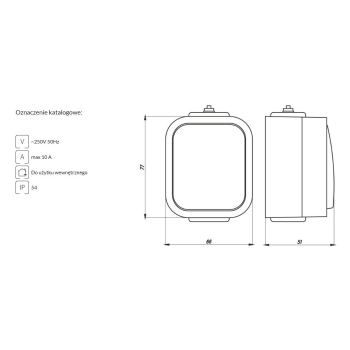 B2 GNIAZDO POJEDYNCZE N/T Z/U IP54 BIAŁE KLAPKA BIAŁA