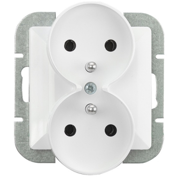 PERŁA GNIAZDO PODWÓJNE P/T Z/U BIAŁE