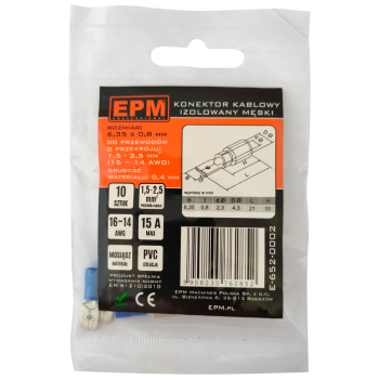 KOŃCÓWKA WSUWANA IZOLOWANA 1.5-2.5MM 0.8-6.35 10 SZTUK