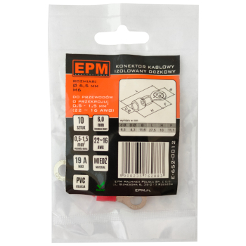 KOŃCÓWKA OCZKOWA IZOLOWANA 0.5-1.5MM 1.25/6MM 10 SZTUK