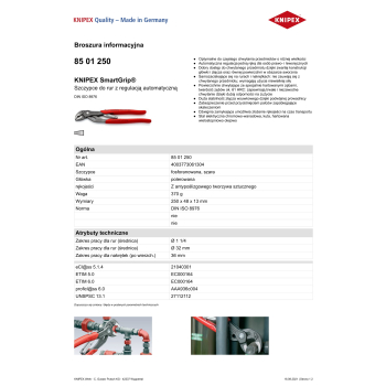 SZCZYPCE DO RUR KNIPEX SMARTGRIP 250MM