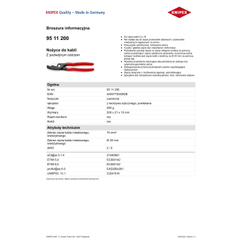 NOŻYCE DO KABLI 200MM